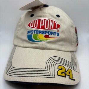 Jeff Gordon #24 Dupont Motorsports Hat Cap Beige Chase NASCAR Vintage Y2K w/ Tag
